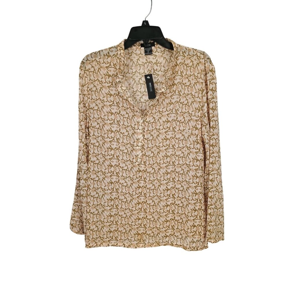 Intense Womens XL Floral Print Blouse Long Sleeve 100% Polyester